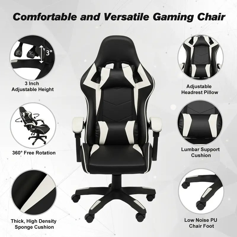 ergonomic high back gaming chair headrest lumbar support - Temu